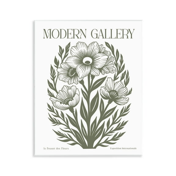 Stupell Industries Modern Gallery Green Florals Floral Painting Unframed Art Print Wall Art, 11 x 14