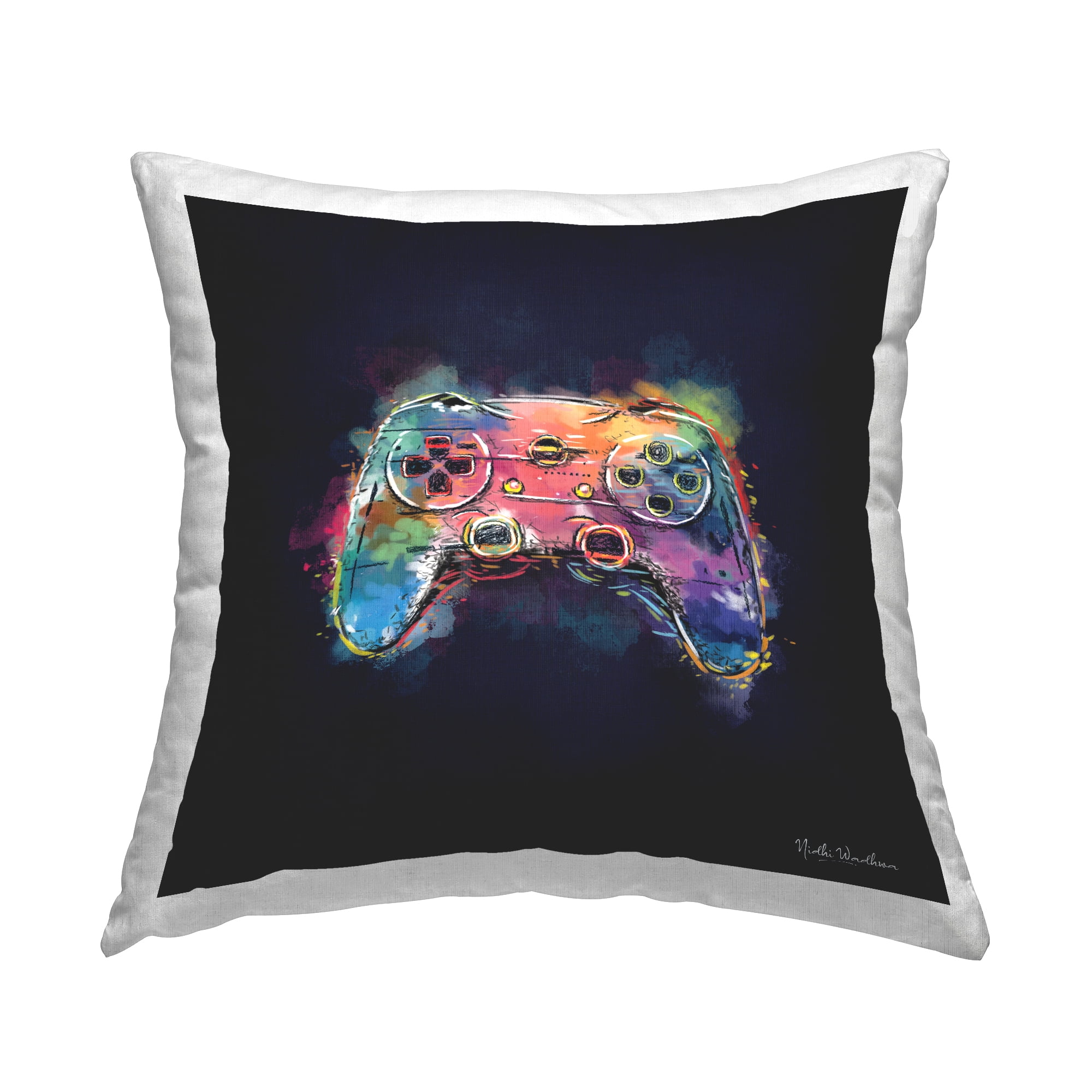 Stupell Industries Modern Game Controller Square Decorative Printed Throw Pillow, 18 x 18