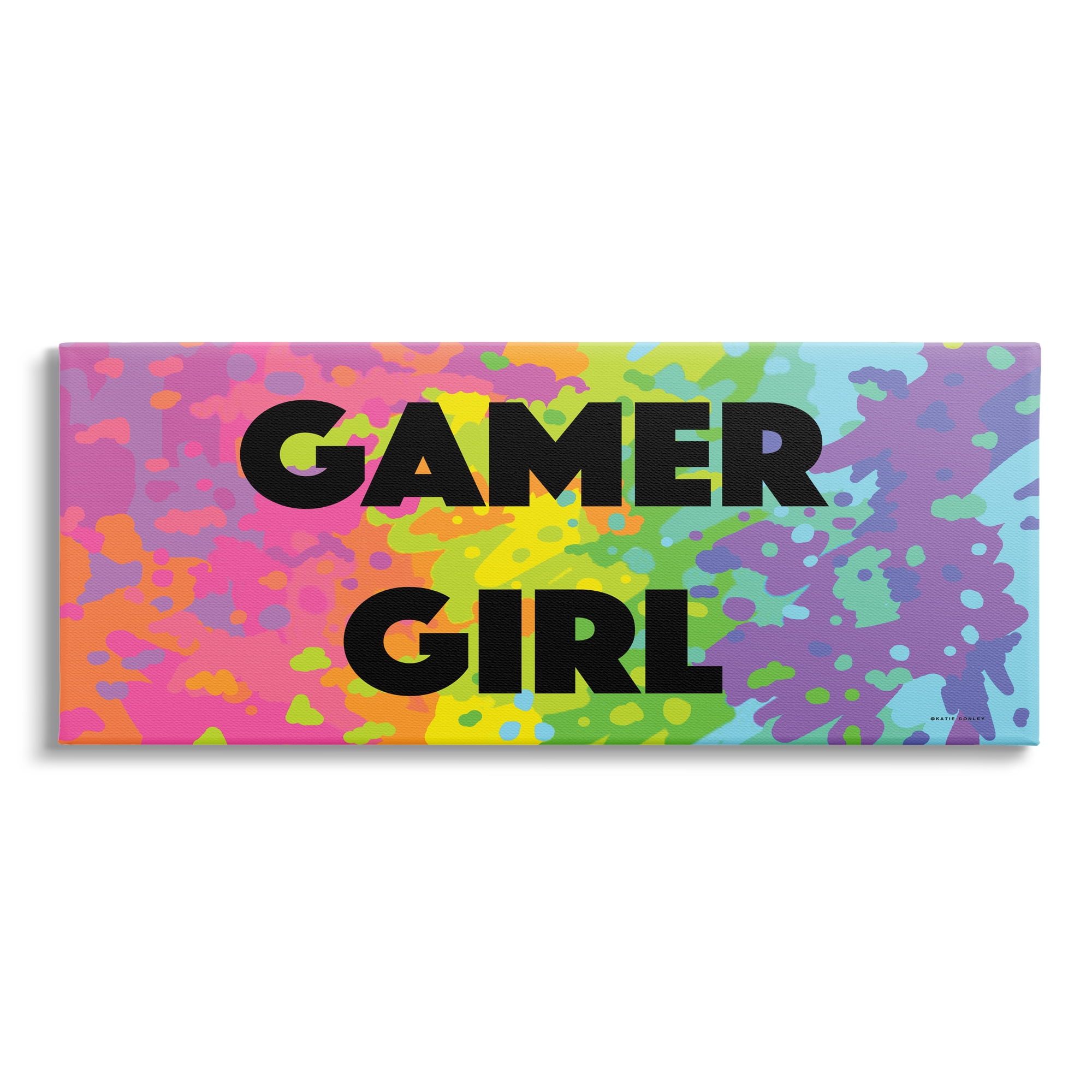 Stupell Industries Modern Gamer Girl Abstract Painting Gallery Wrapped Canvas Print Wall Art, 48 x 20