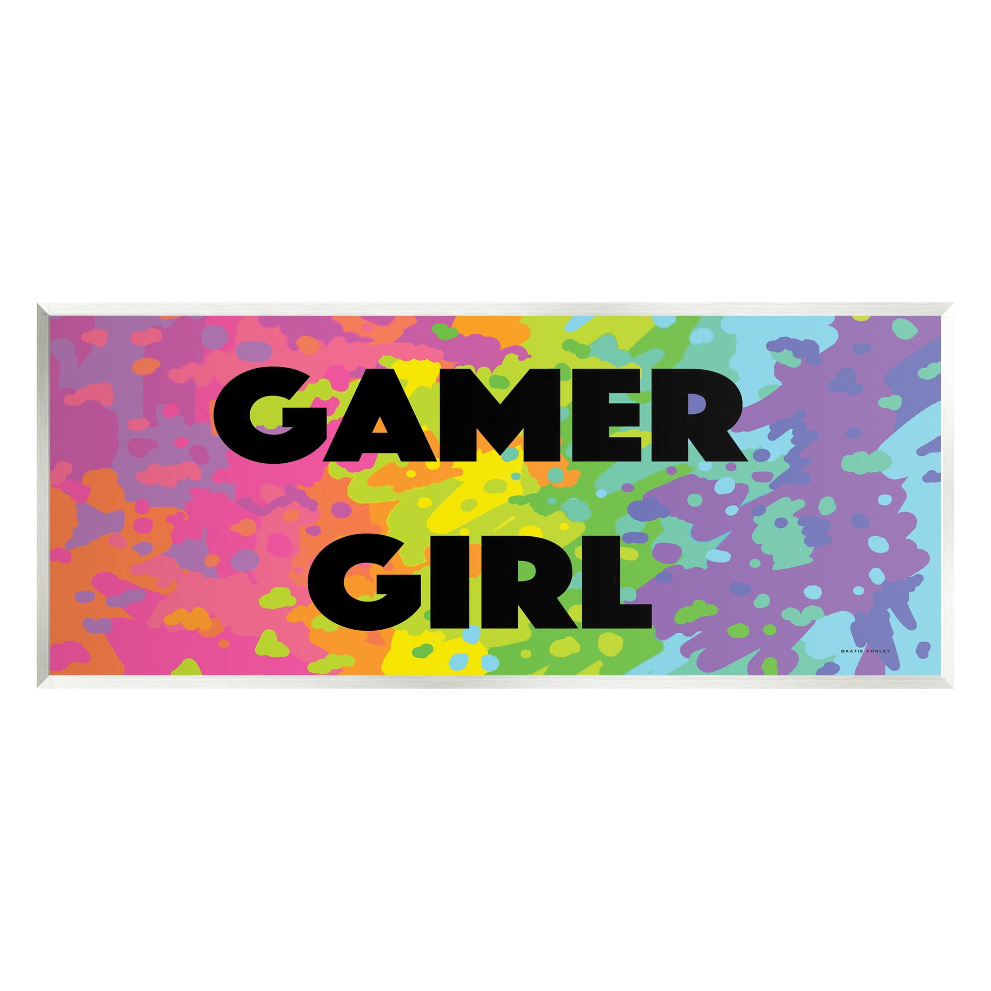 Stupell Industries Modern Gamer Girl Abstract Painting Unframed Art Print Wall Art, 17 x 7