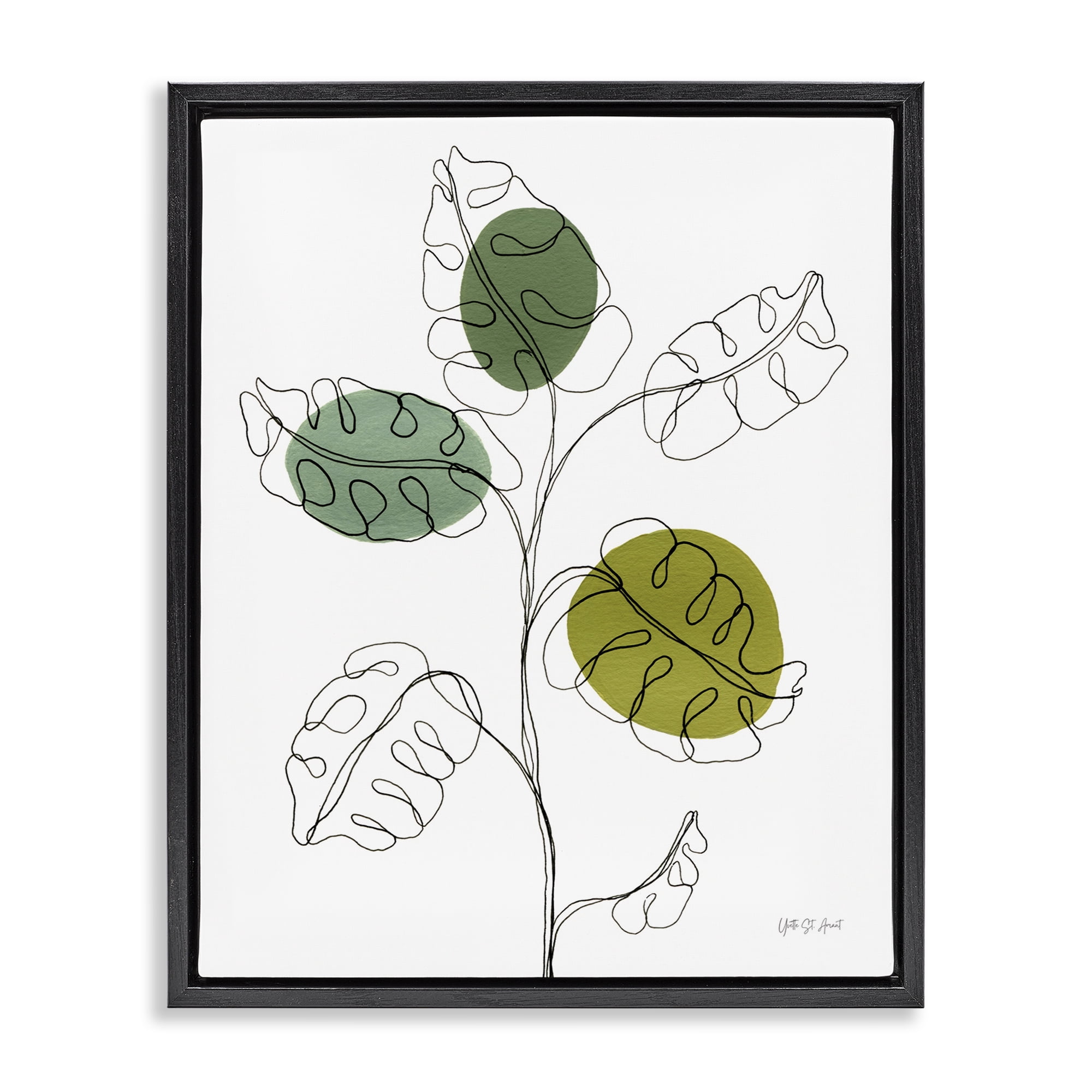 Stupell Industries Modern Garden Leaves Botanical & Floral Painting Black Floater Framed Art Print Wall Art, 17 x 21