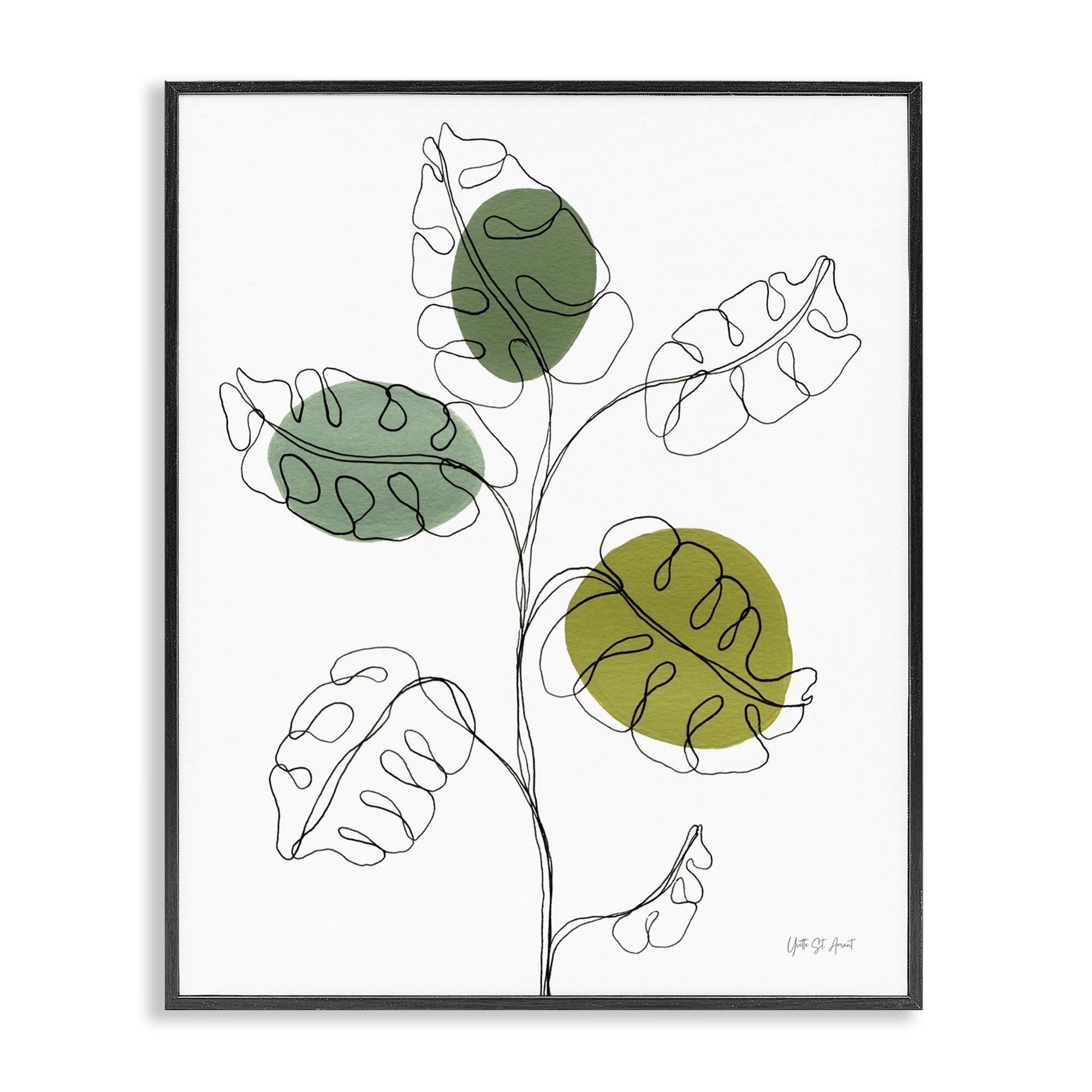 Stupell Industries Modern Garden Leaves Botanical & Floral Painting Black Framed Art Print Wall Art, 24 x 30