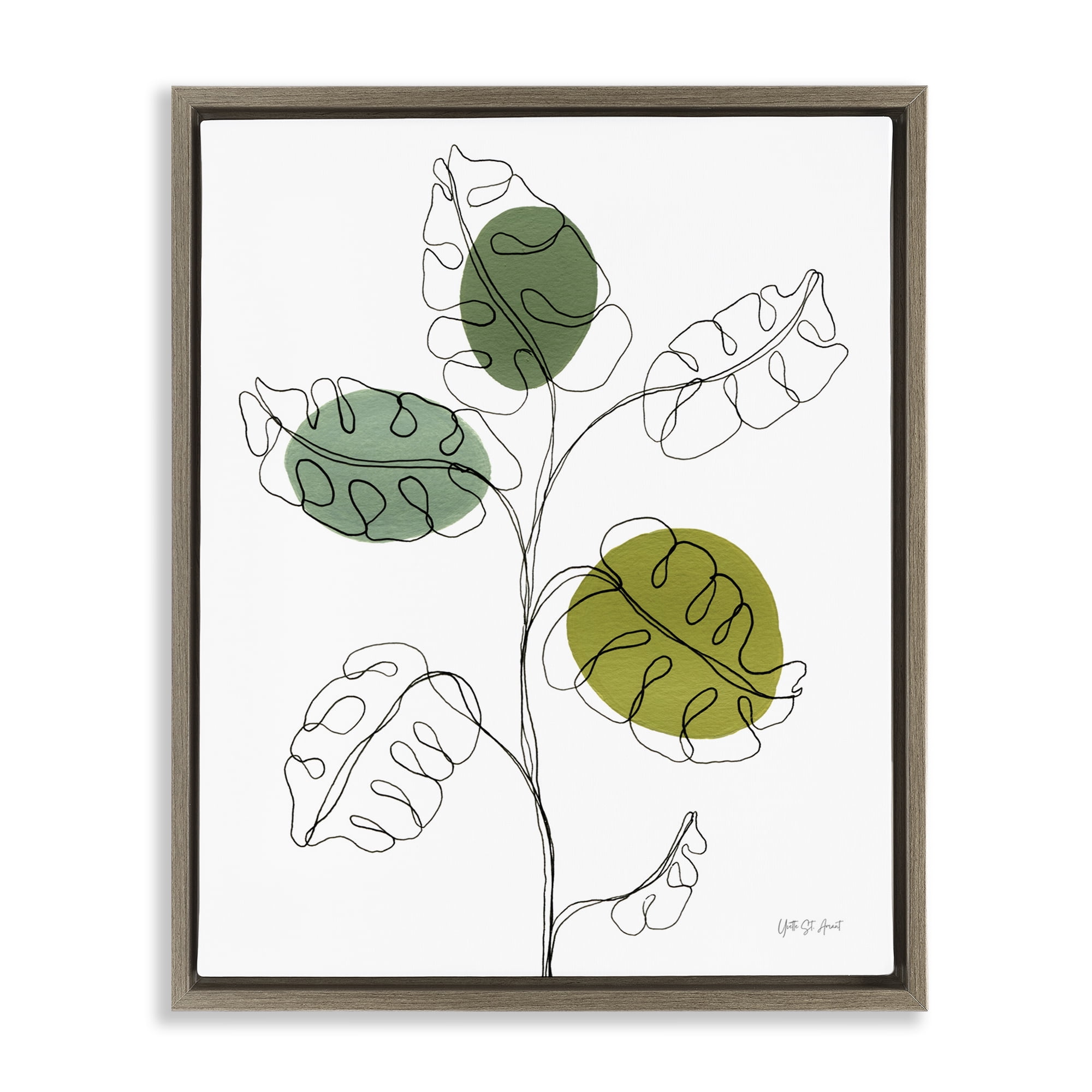 Stupell Industries Modern Garden Leaves Botanical & Floral Painting Brown Floater Framed Art Print Wall Art, 17 x 21