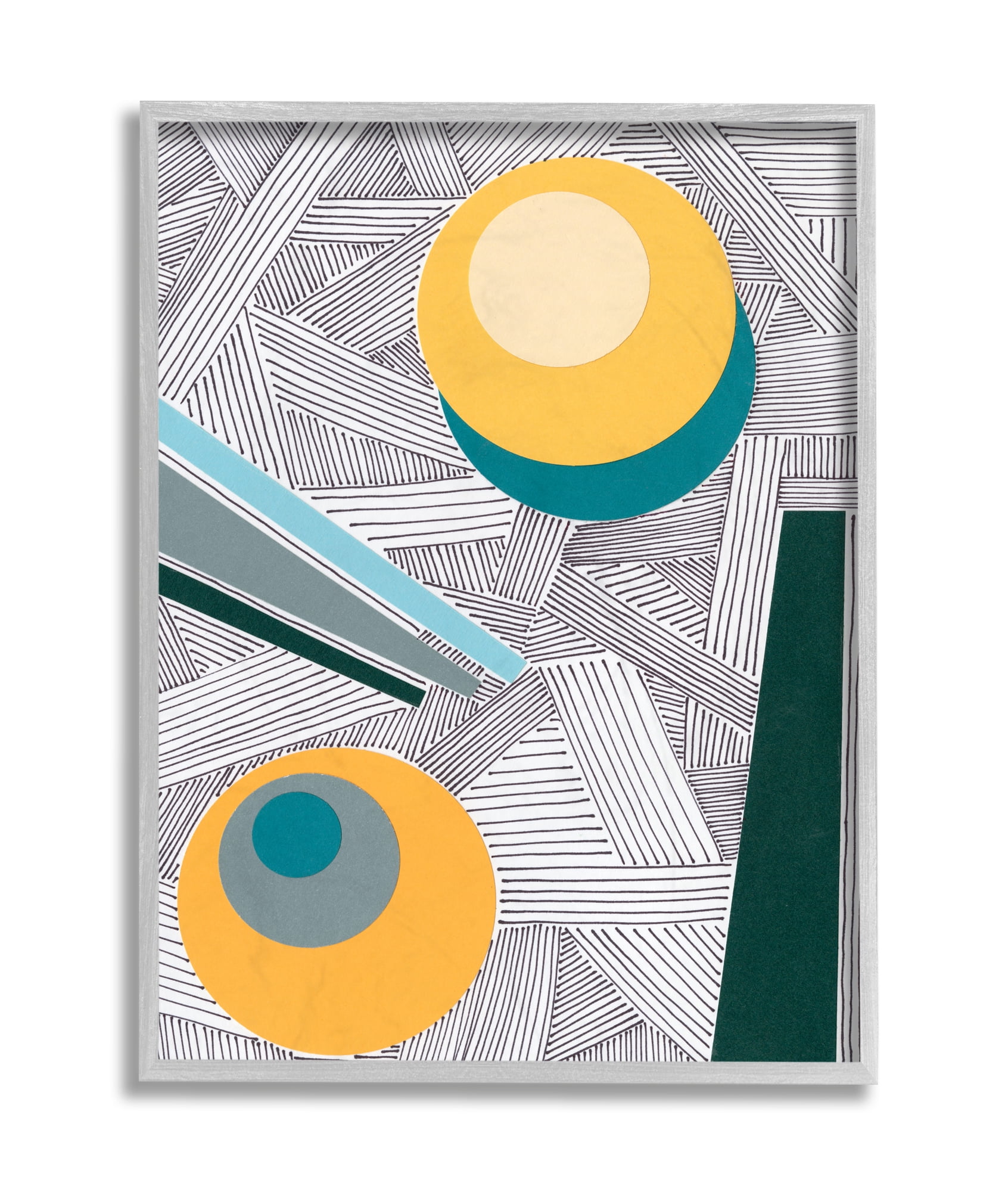 Stupell Industries Modern Geometric Abstraction Asymmetrical Circles Grey Framed, 11 x 14, Design by Regina Moore