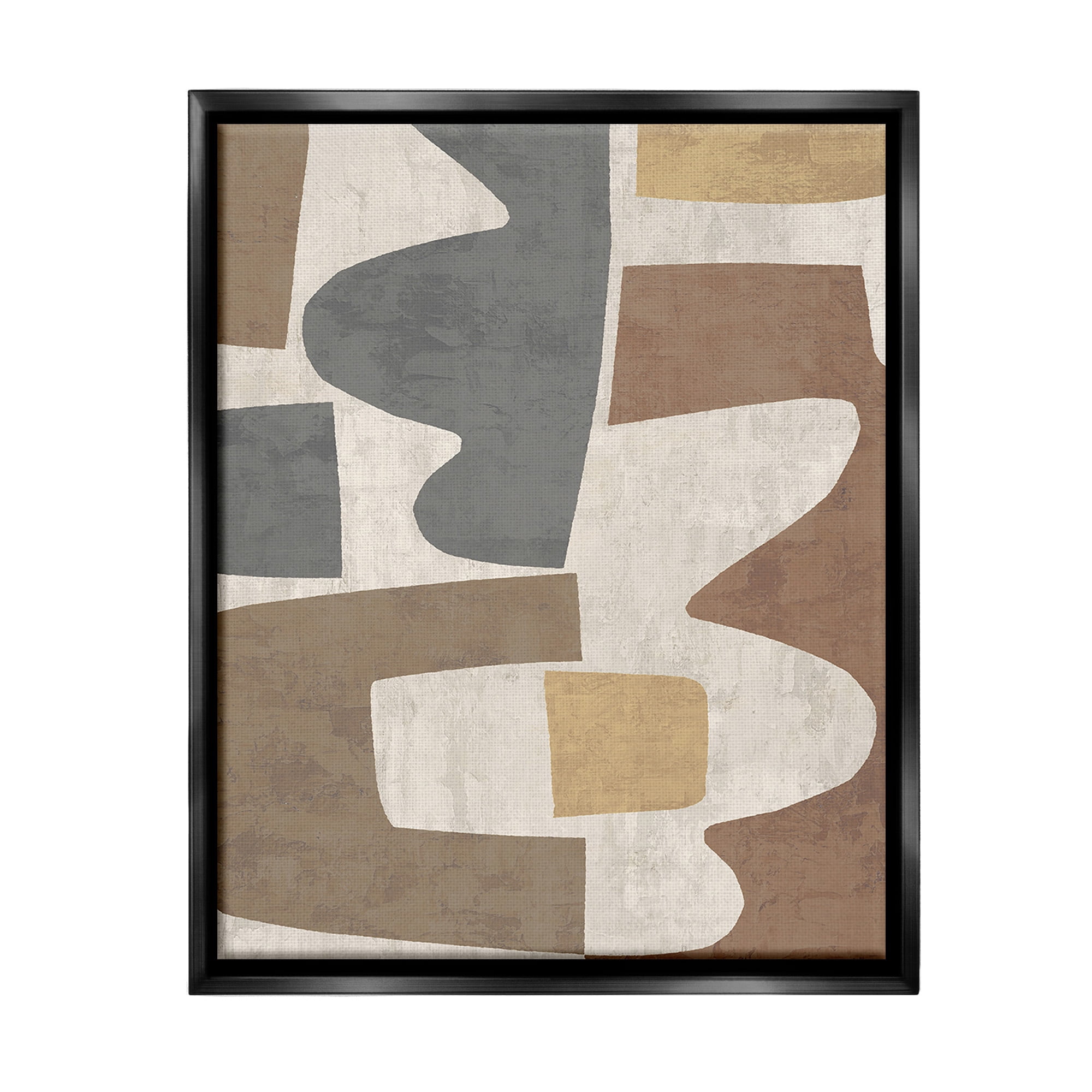 Stupell Industries Modern Geometric Boho Abstract Painting Black Floater Framed Canvas Art Print Wall Art, 25 x 31