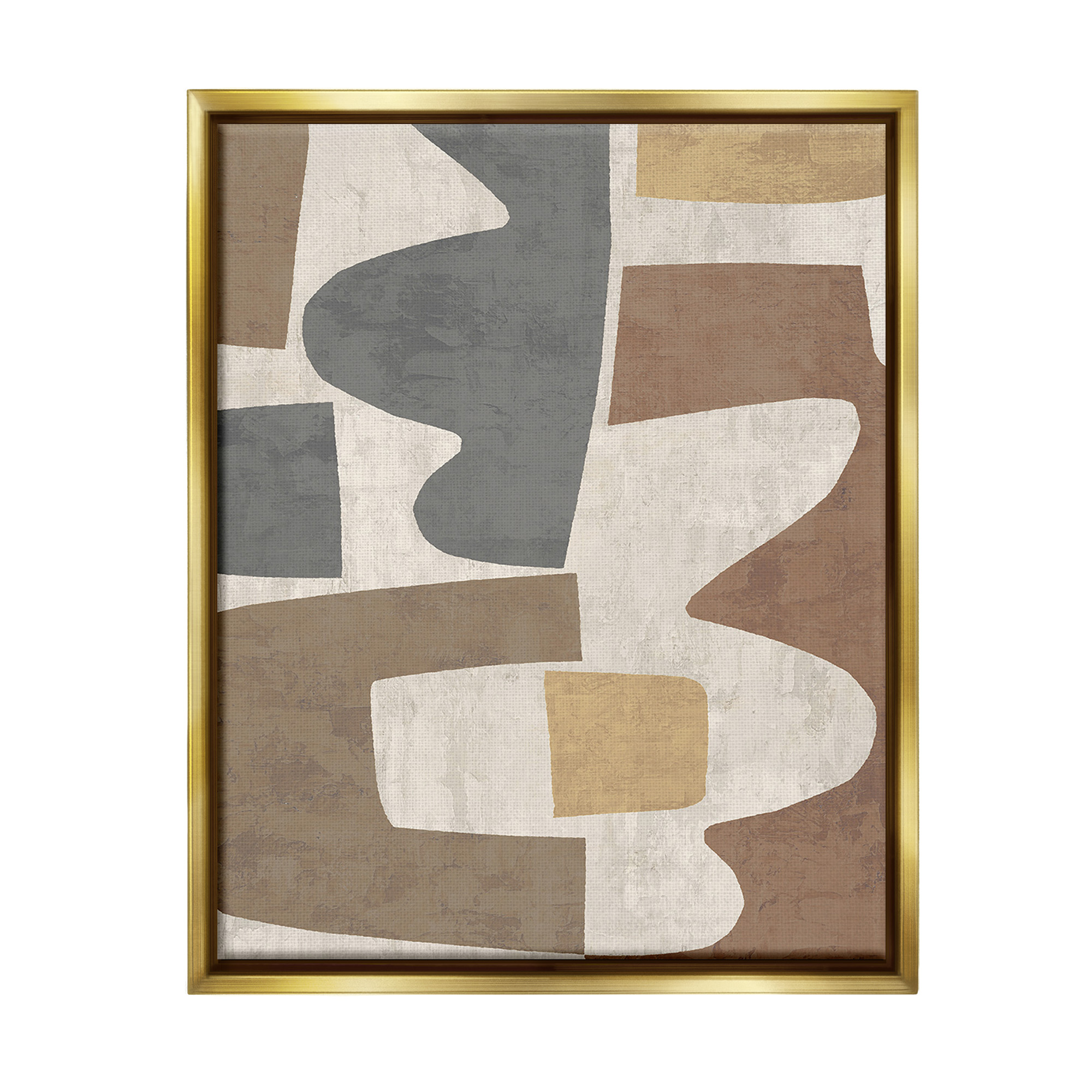 Stupell Industries Modern Geometric Boho Abstract Painting Gold Floater Framed Canvas Art Print Wall Art, 25 x 31