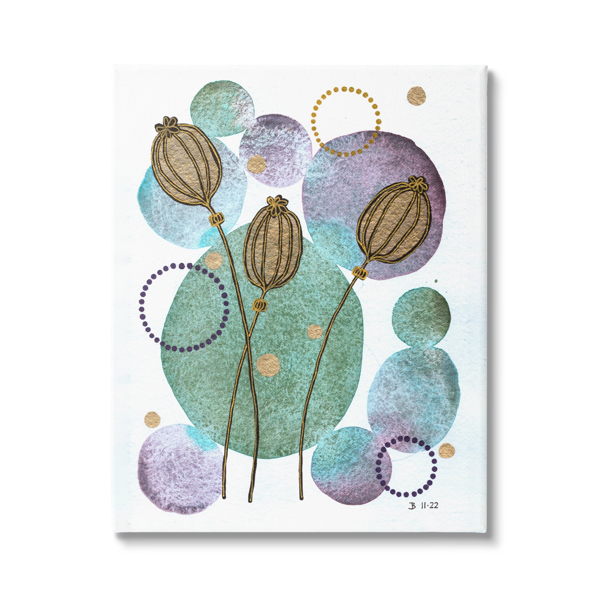 Stupell Industries Modern Geometric Botanicals Botanical & Floral Painting Gallery Wrapped Canvas Print Wall Art, 16 x 20