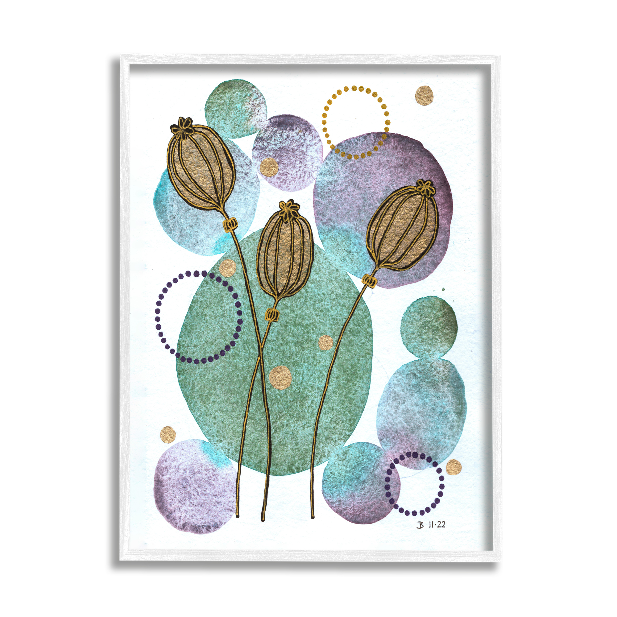 Stupell Industries Modern Geometric Botanicals Botanical & Floral Painting White Framed Art Print Wall Art, 16 x 20