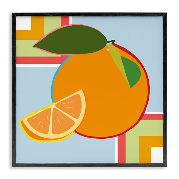 Stupell Industries Modern Geometric Orange Fruit Black Framed Giclee Art, 12 x 12, by Daniela Santiago