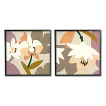 Stupell Industries Modern Geometric Orchids Botanical & Floral Painting Black Framed Art Print Wall Art, 12 x 12, Set of 2