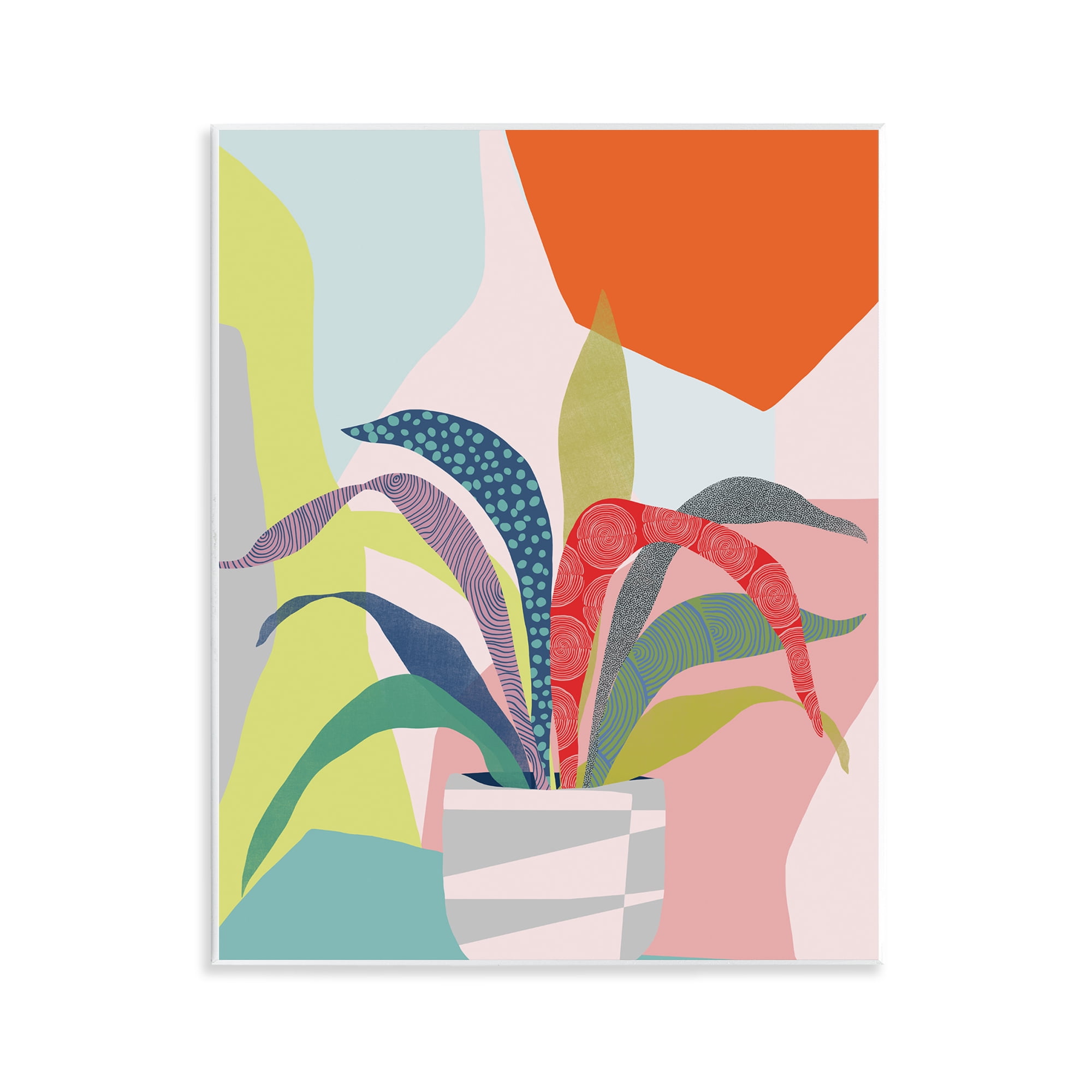 Stupell Industries Modern Geometric Plant Leaves Plants & Flowers Painting Unframed Art Print Wall Art, 11 x 14
