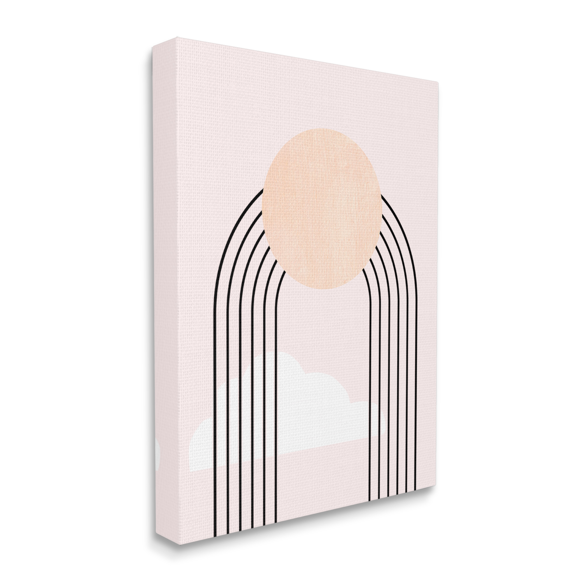 Stupell Industries Modern Geometric Rainbow Arch Lines Pink Sky Sun Abstract Painting Gallery Wrapped Canvas Print Wall Art, 30 x 40