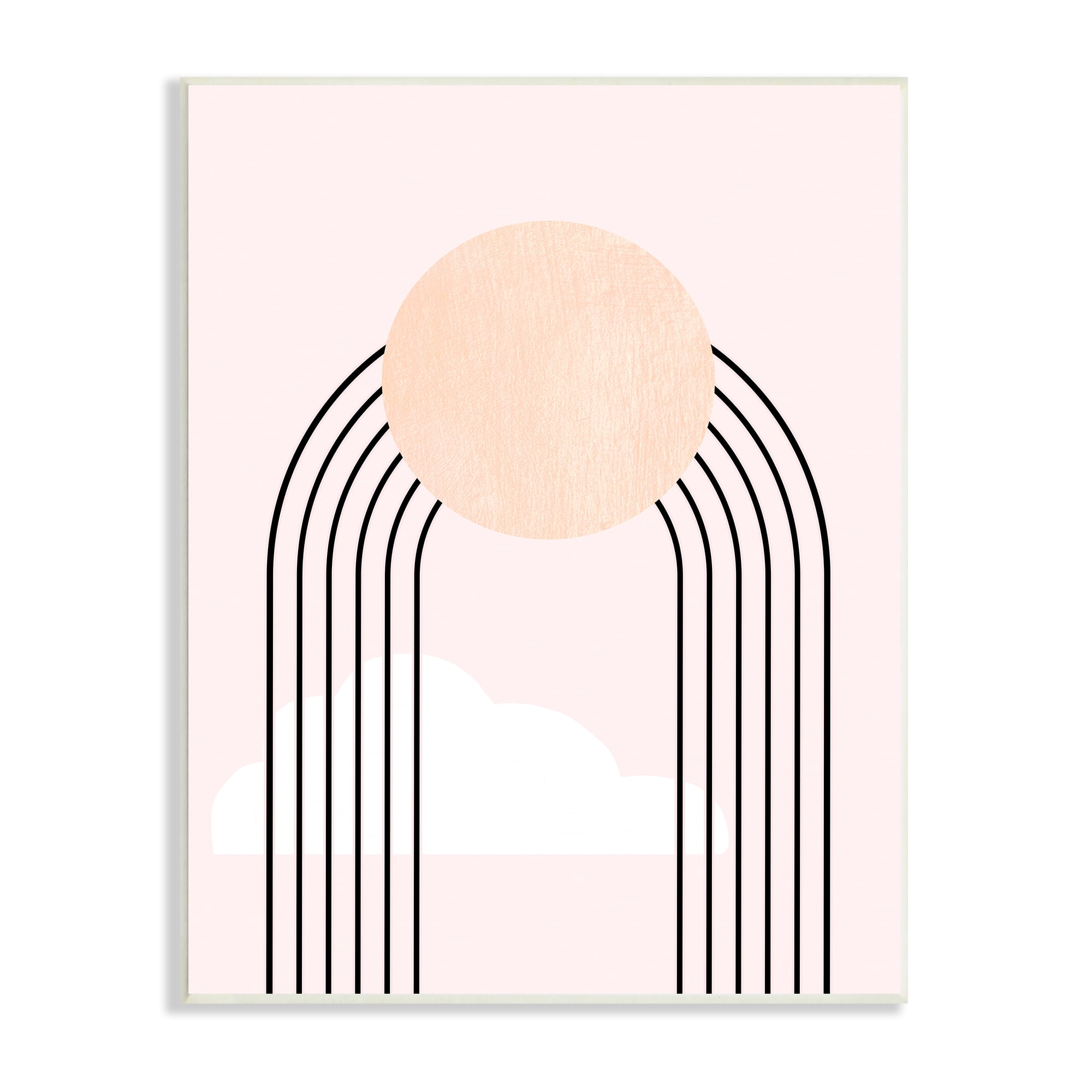Stupell Industries Modern Geometric Rainbow Arch Lines Pink Sky Sun Abstract Painting Unframed Art Print Wall Art, 10 x 15