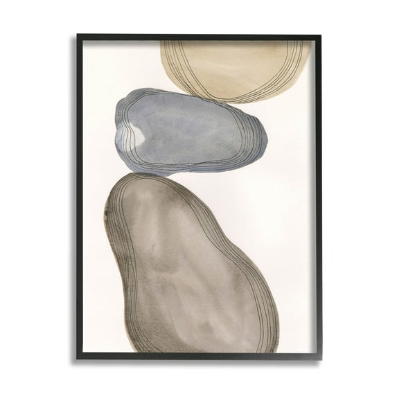 Stupell Industries Modern Geometric Shapes Composition Graphic Art Black Framed Art Print Wall Art, Design by Laura Marr