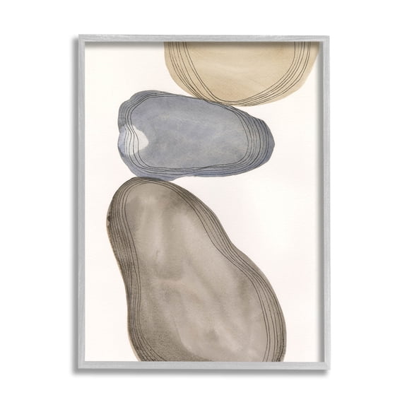 Stupell Industries Modern Geometric Shapes Composition Graphic Art Gray Framed Art Print Wall Art, Design by Laura Marr