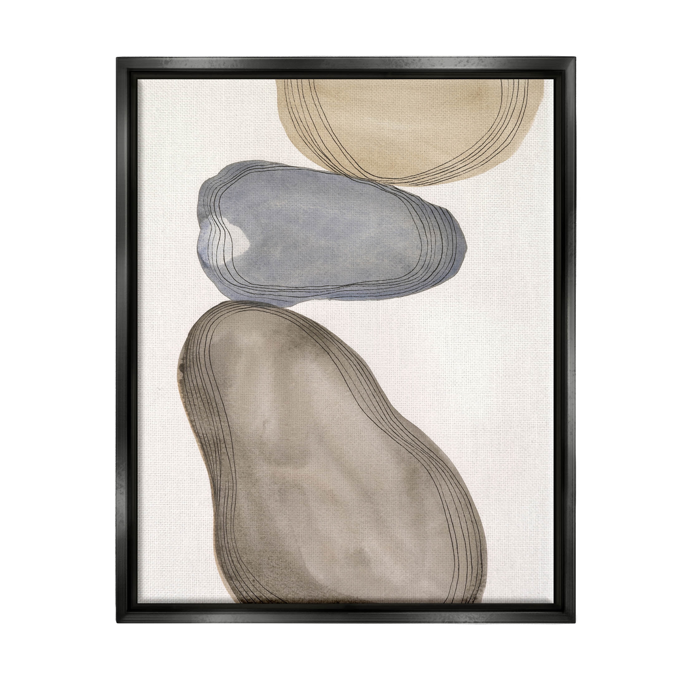 Stupell Industries Modern Geometric Shapes Composition Graphic Art Jet Black Floating Framed Canvas Print Wall Art, Design by Laura Marr