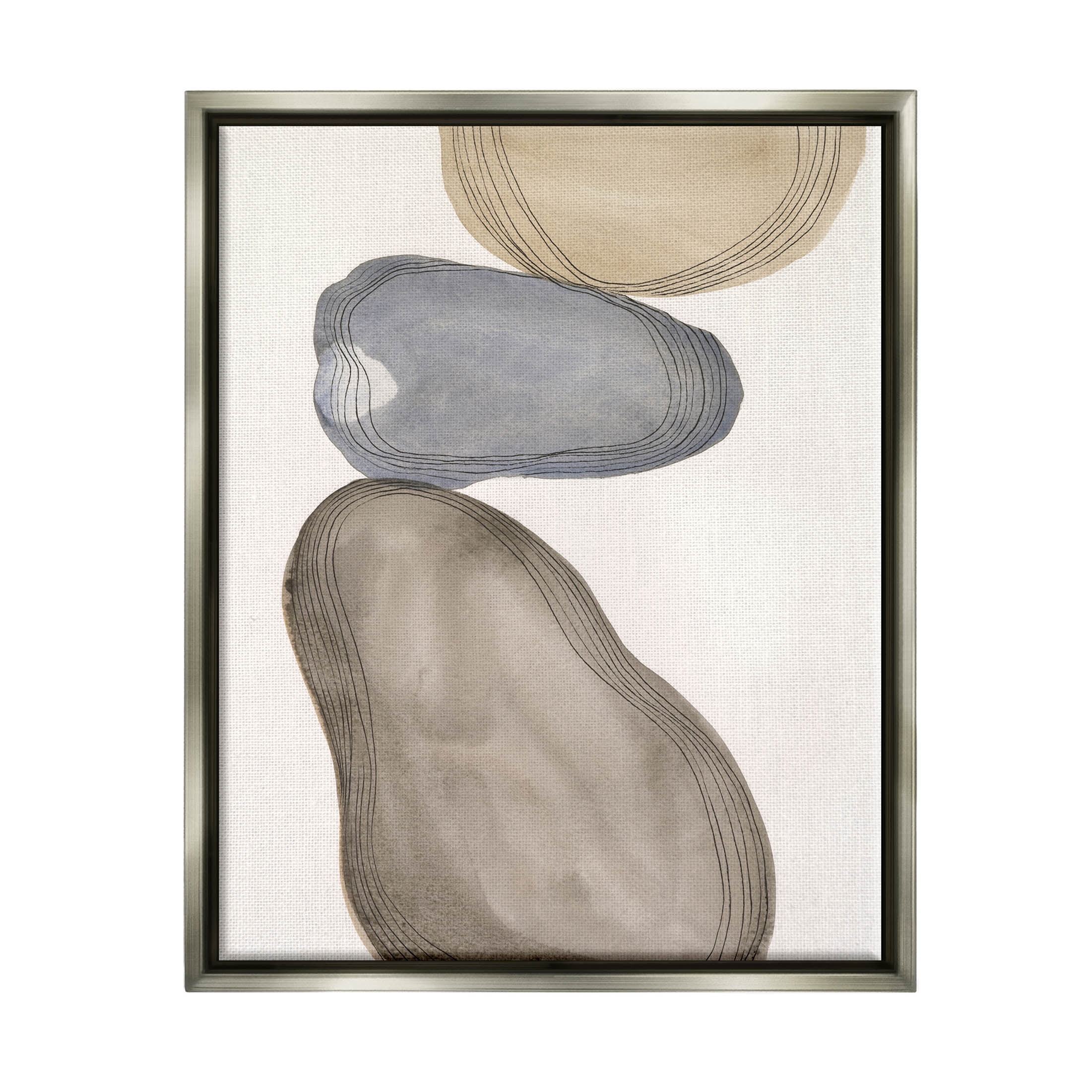 Stupell Industries Modern Geometric Shapes Composition Graphic Art Luster Gray Floating Framed Canvas Print Wall Art, Design by Laura Marr