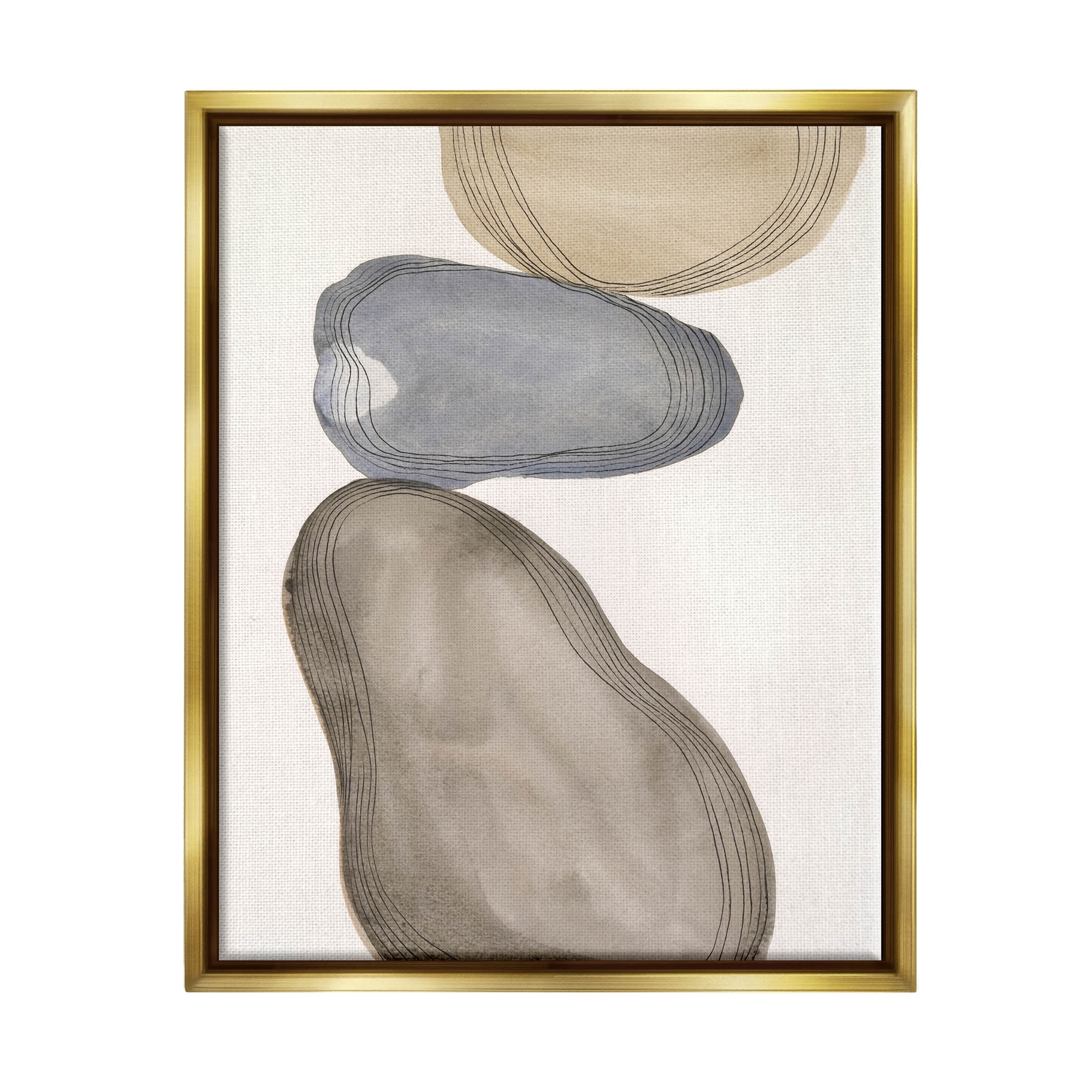Stupell Industries Modern Geometric Shapes Composition Graphic Art Metallic Gold Floating Framed Canvas Print Wall Art, Design by Laura Marr