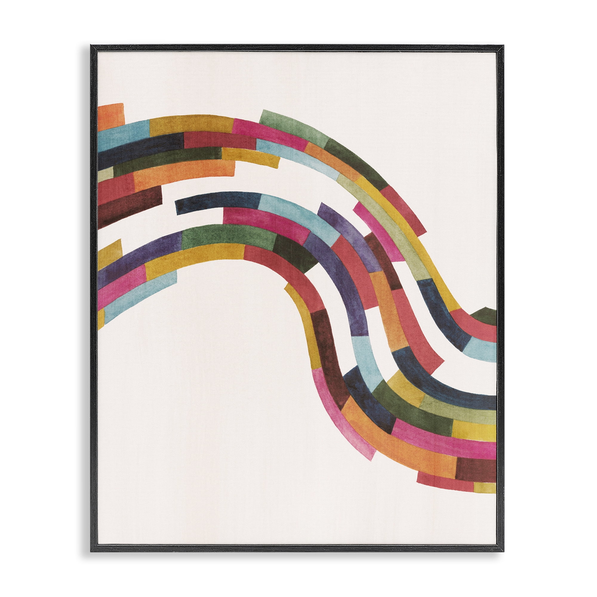 Stupell Industries Modern Geometric Wave Design Abstract Painting Black Framed Art Print Wall Art, 16 x 20