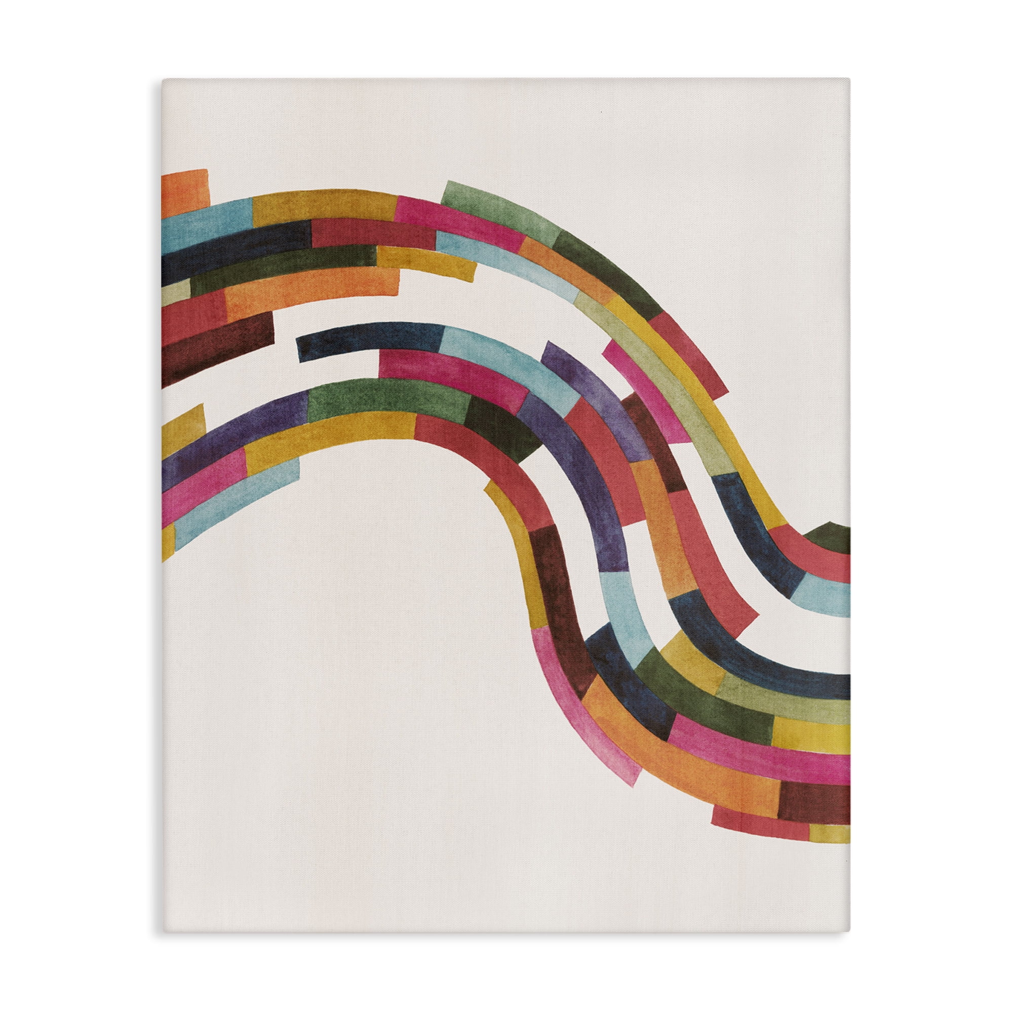 Stupell Industries Modern Geometric Wave Design Abstract Painting Gallery Wrapped Canvas Art Print Wall Art, 24 x 30