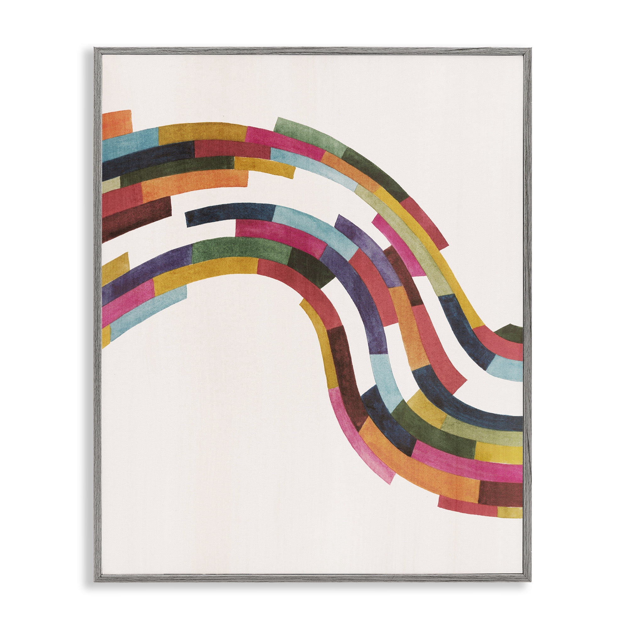 Stupell Industries Modern Geometric Wave Design Abstract Painting Gray Framed Art Print Wall Art, 24 x 30
