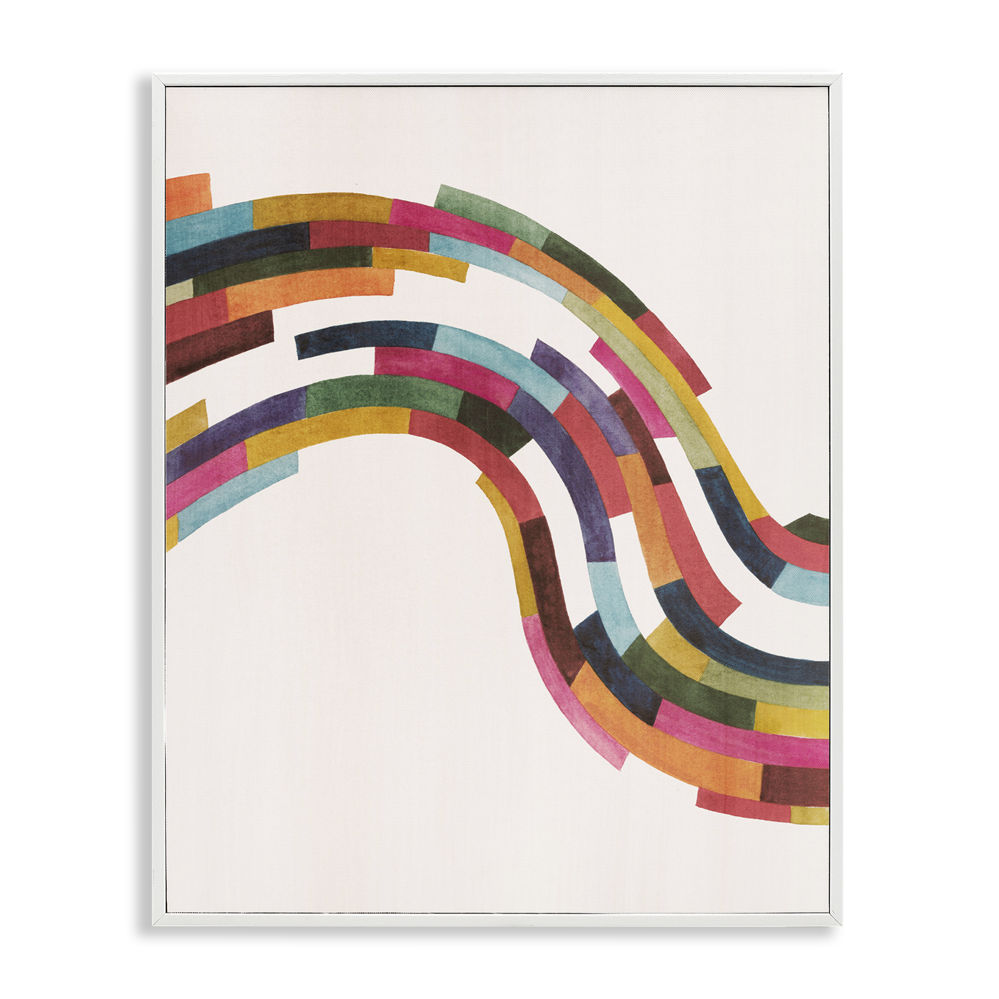 Stupell Industries Modern Geometric Wave Design Abstract Painting White Framed Art Print Wall Art, 24 x 30