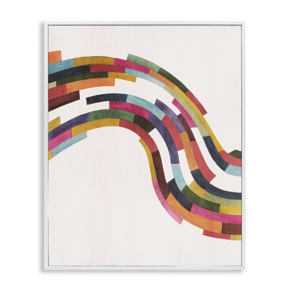 Stupell Industries Modern Geometric Wave Design Abstract Painting White Framed Art Print Wall Art, 24 x 30