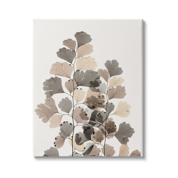 Stupell Industries Modern Ginkgo Leaf Arrangement Translucent Brown Grey Leaves, 36 x 48,Design by Albert Koetsier