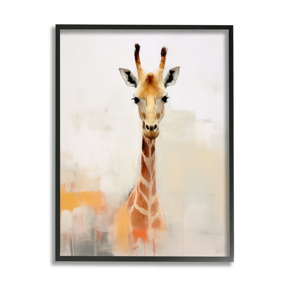 Stupell Industries Modern Giraffe Portrait Animals & Insects Painting Black Framed Art Print Wall Art, 16 x 20