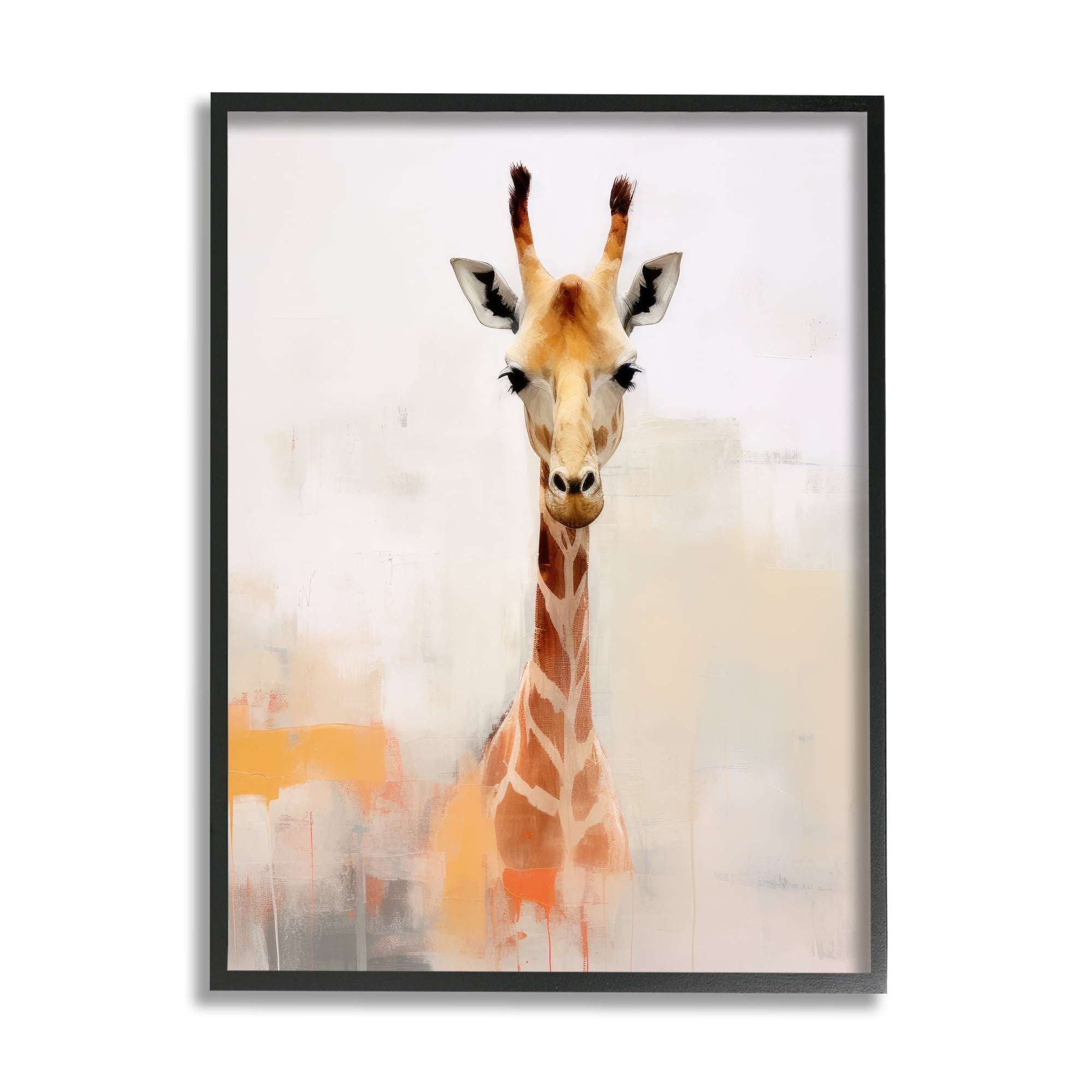 Stupell Industries Modern Giraffe Portrait Animals & Insects Painting Black Framed Art Print Wall Art, 24 x 30
