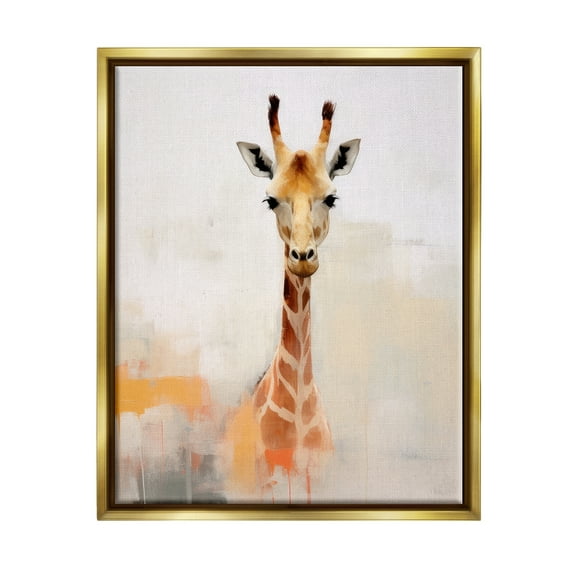 Stupell Industries Modern Giraffe Portrait Animals & Insects Painting Gold Floater Framed Canvas Art Print Wall Art, 17 x 21