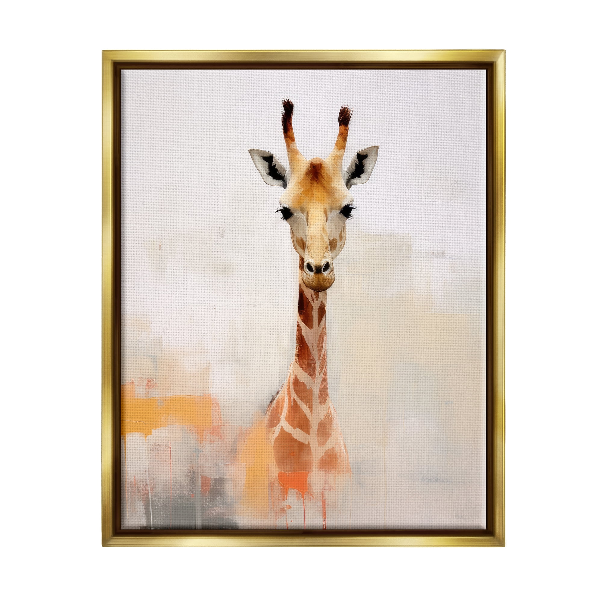 Stupell Industries Modern Giraffe Portrait Animals & Insects Painting Gold Floater Framed Canvas Art Print Wall Art, 25 x 31