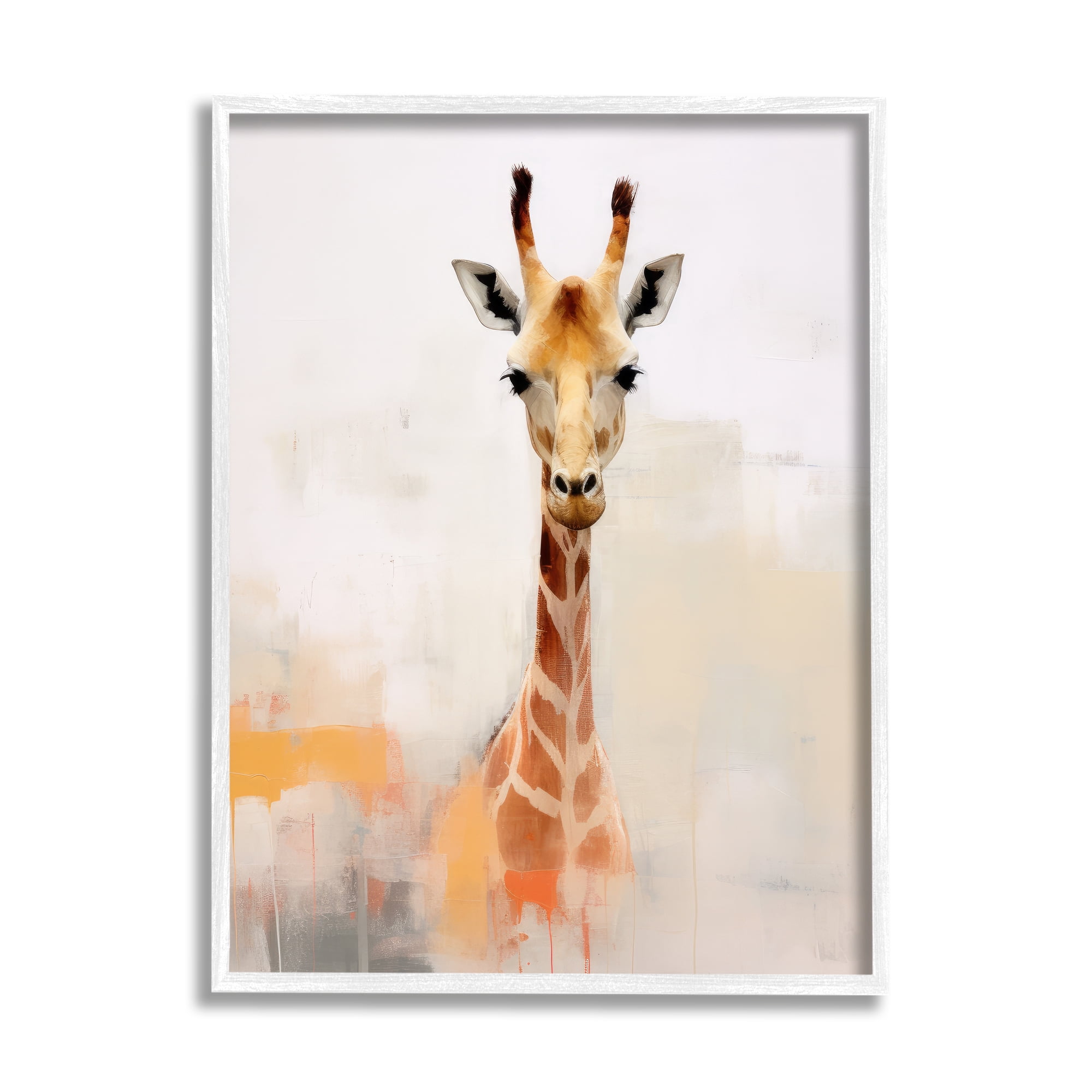 Stupell Industries Modern Giraffe Portrait Animals & Insects Painting White Framed Art Print Wall Art, 11 x 14
