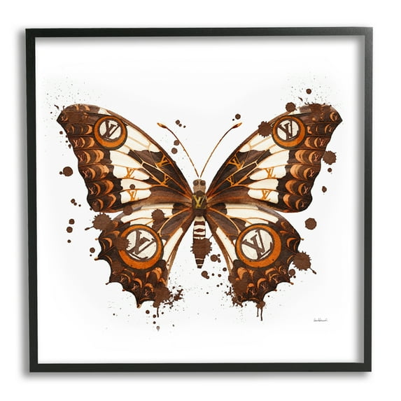 Stupell Industries Modern Glam Butterfly Animals & Insects Painting Black Framed Art Print Wall Art, 24 x 24