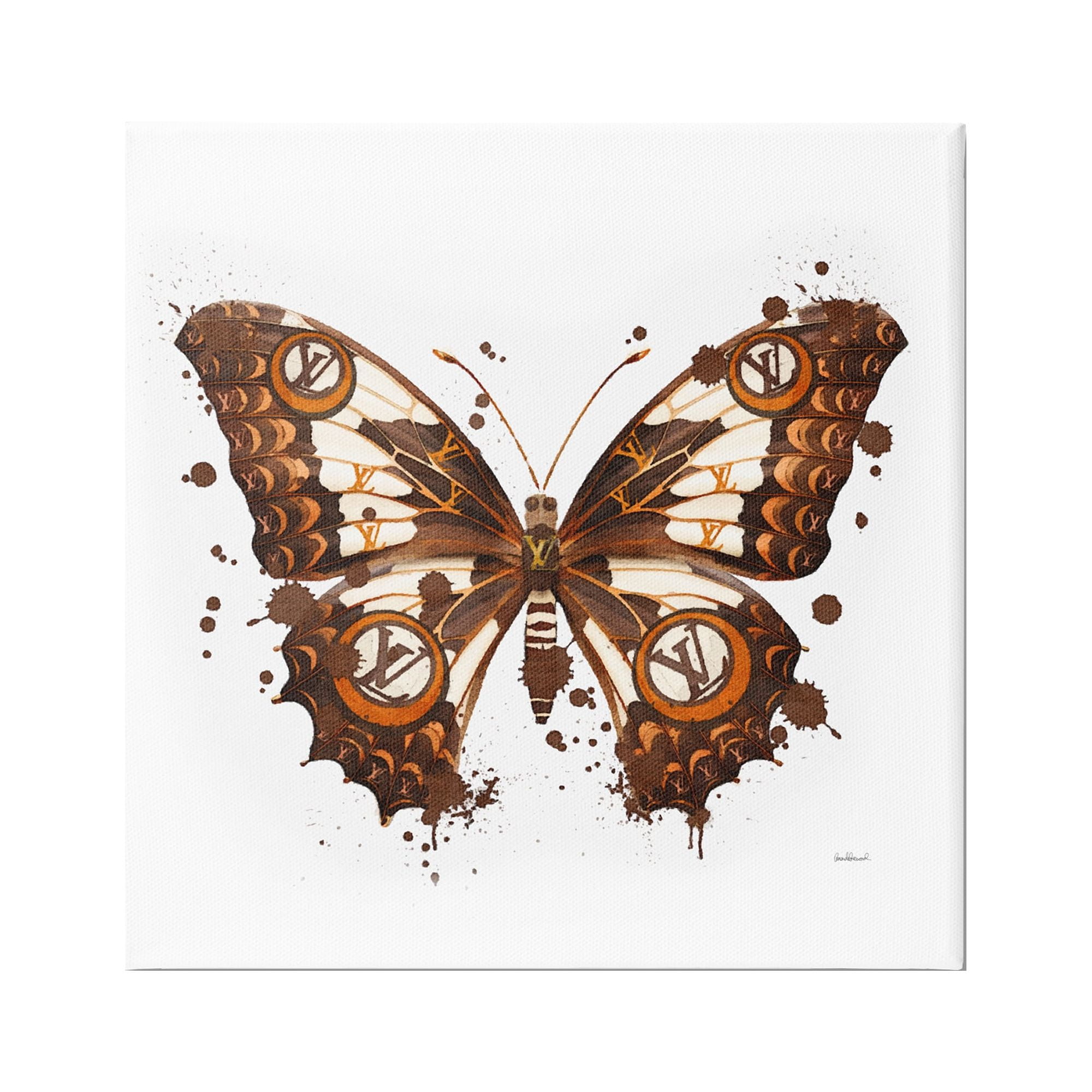 Large Brown and White Butterfly Canvas Art Print