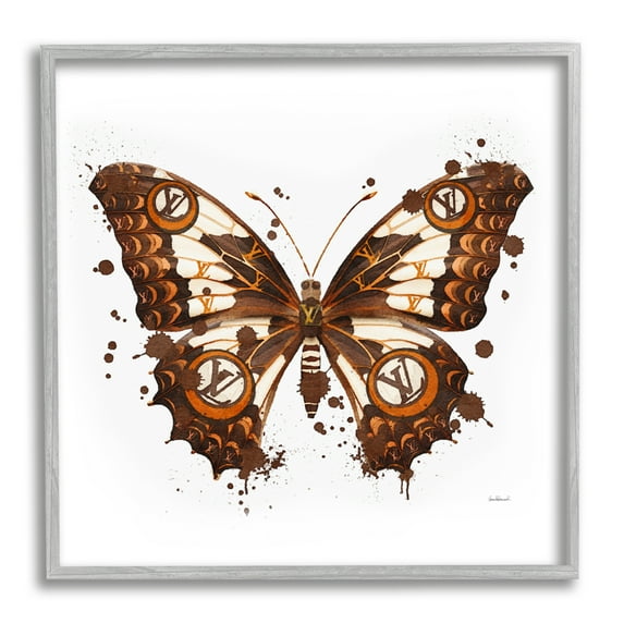 Stupell Industries Modern Glam Butterfly Animals & Insects Painting Gray Framed Art Print Wall Art, 12 x 12