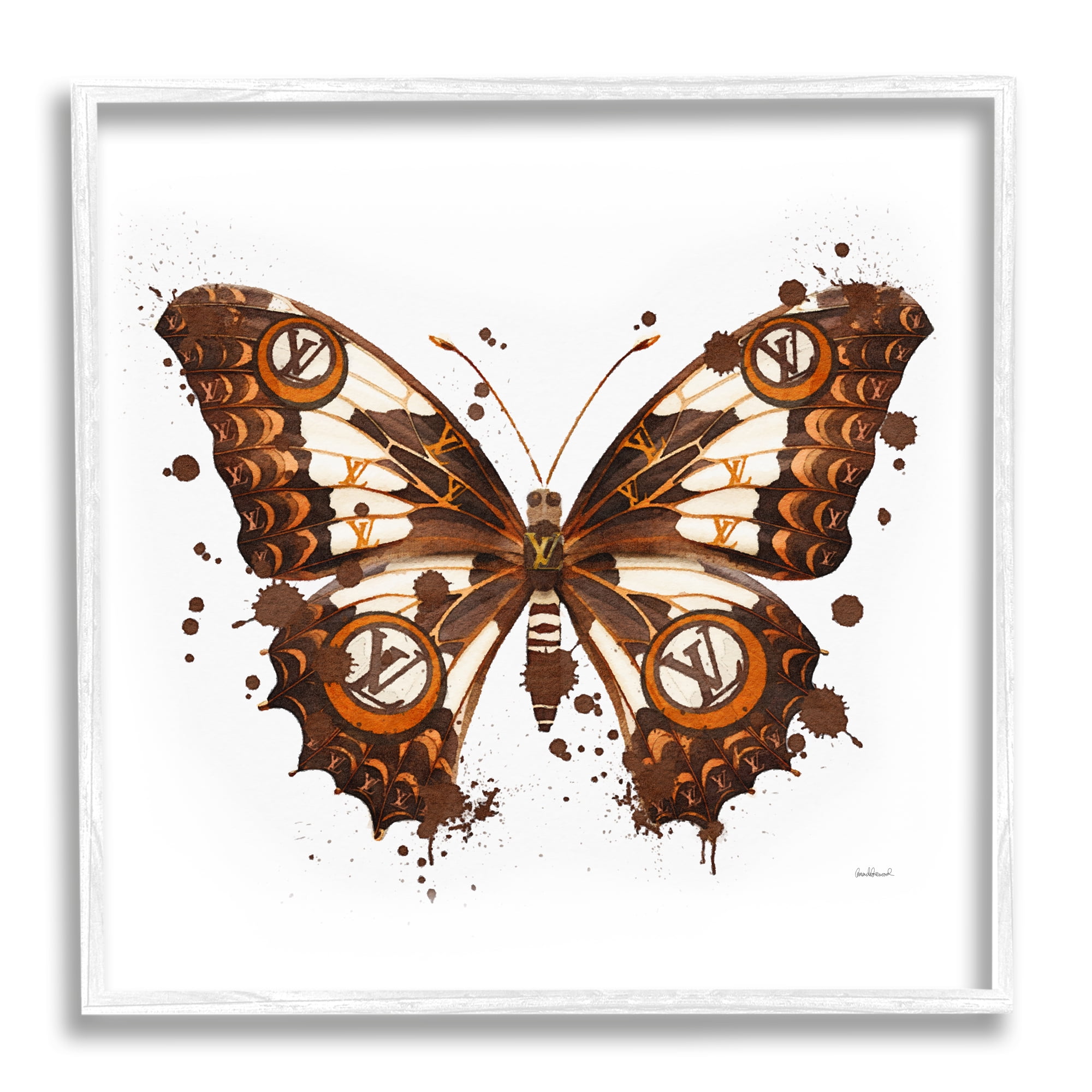 Stupell Industries Modern Glam Butterfly Animals & Insects Painting White Framed Art Print Wall Art, 12 x 12