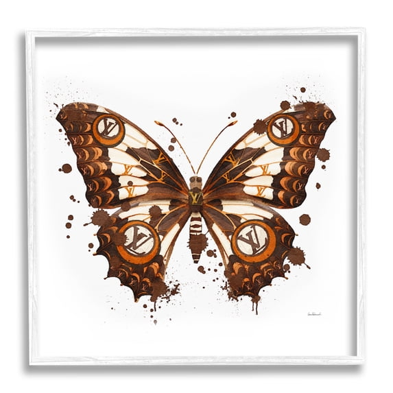 Stupell Industries Modern Glam Butterfly Animals & Insects Painting White Framed Art Print Wall Art, 17 x 17