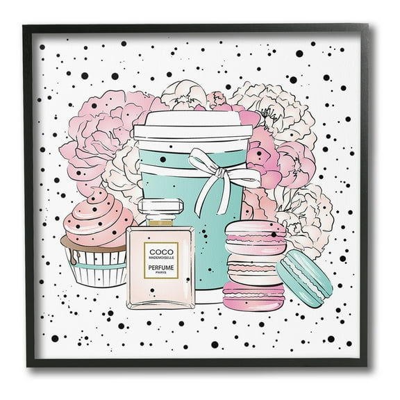 Stupell Industries Modern Glam Desserts Food & Beverage Painting Black Framed Art Print Wall Art, 12 x 12