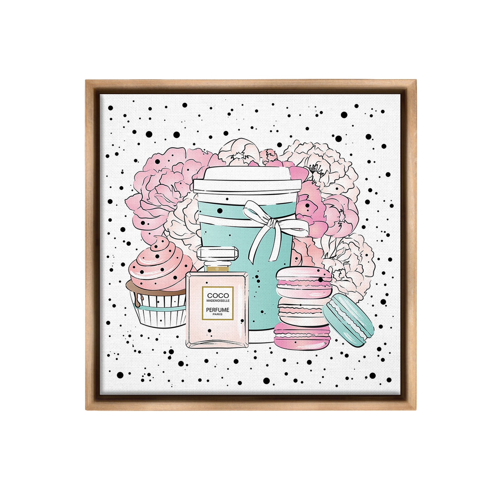 Stupell Industries Modern Glam Desserts Food & Beverage Painting Brown Floater Framed Canvas Art Print Wall Art, 25 x 25