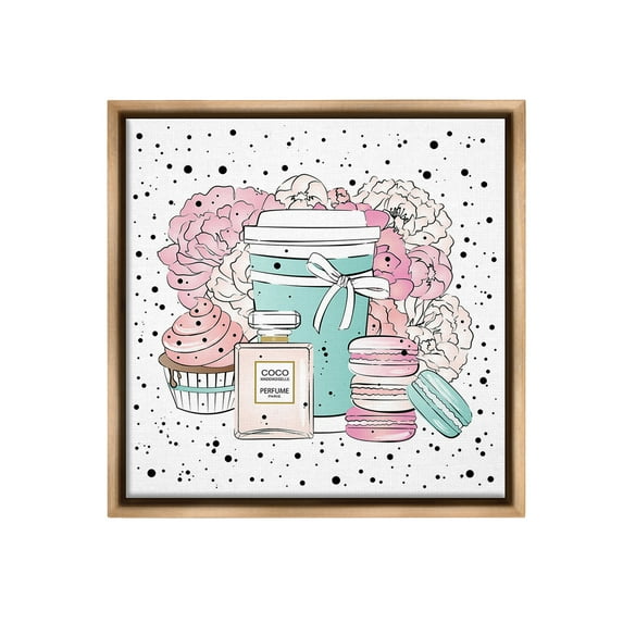 Stupell Industries Modern Glam Desserts Food & Beverage Painting Brown Floater Framed Canvas Art Print Wall Art, 25 x 25