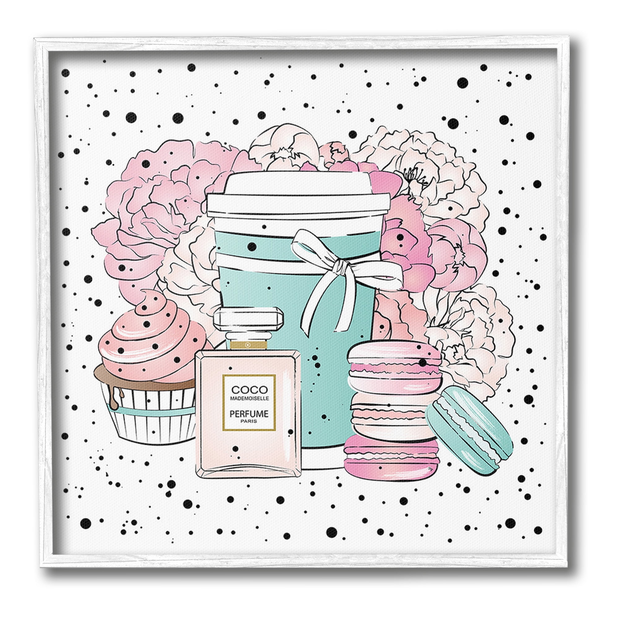 Stupell Industries Modern Glam Desserts Food & Beverage Painting White Framed Art Print Wall Art, 17 x 17