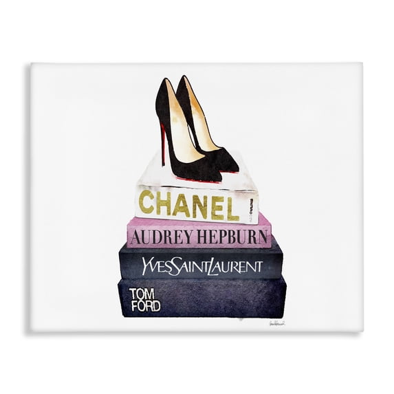 Stupell Industries Modern Glam Fashion Book Set Black Pump Heels Canvas Art, 20 x 16, by Amanda Greenwood