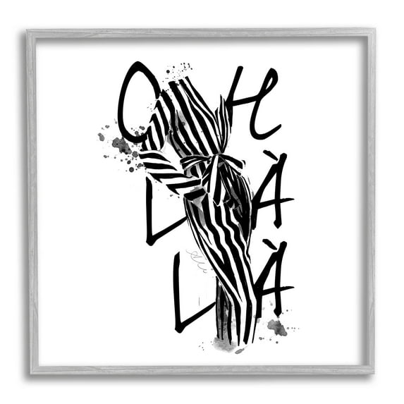 Stupell Industries Modern Glam Ooh La La Graphic Art Gray Framed Art Print Wall Art, Design by Alison Petrie