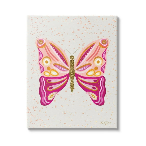 Stupell Industries Modern Glam Pink Butterfly Animals & Insects Painting Gallery Wrapped Canvas Art Print Wall Art, 36 x 48
