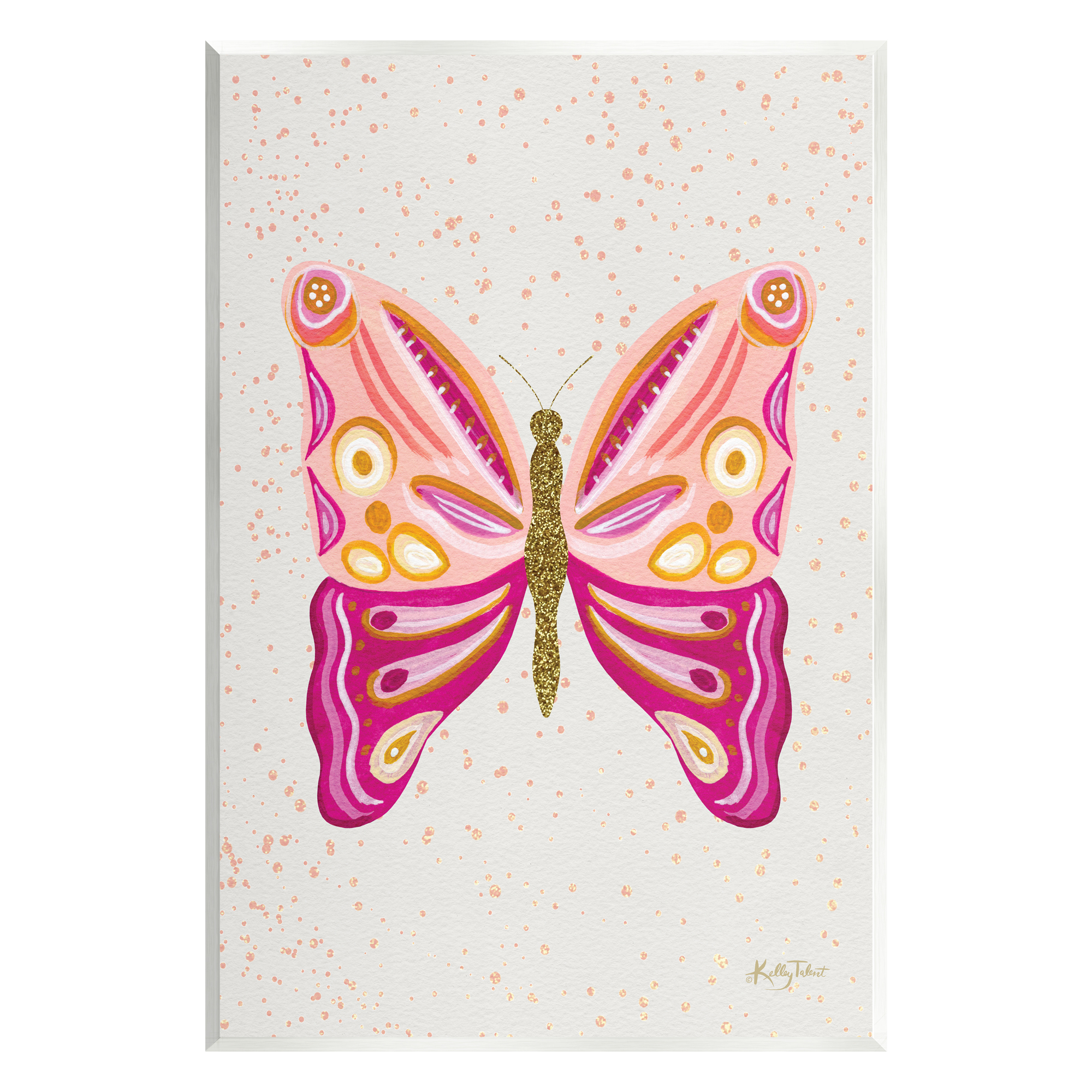 Stupell Industries Modern Glam Pink Butterfly Animals & Insects Painting Unframed Art Print Wall Art, 10 x 15