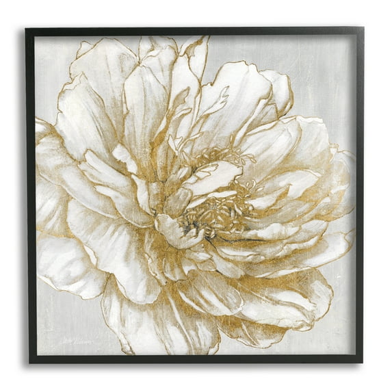 Stupell Industries Modern Glam White Flower Petals Botanical & Floral Painting Black Framed Art Print Wall Art