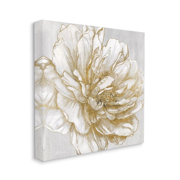 Stupell Industries Modern Glam White Flower Petals Botanical & Floral Painting Gallery Wrapped Canvas Print Wall Art