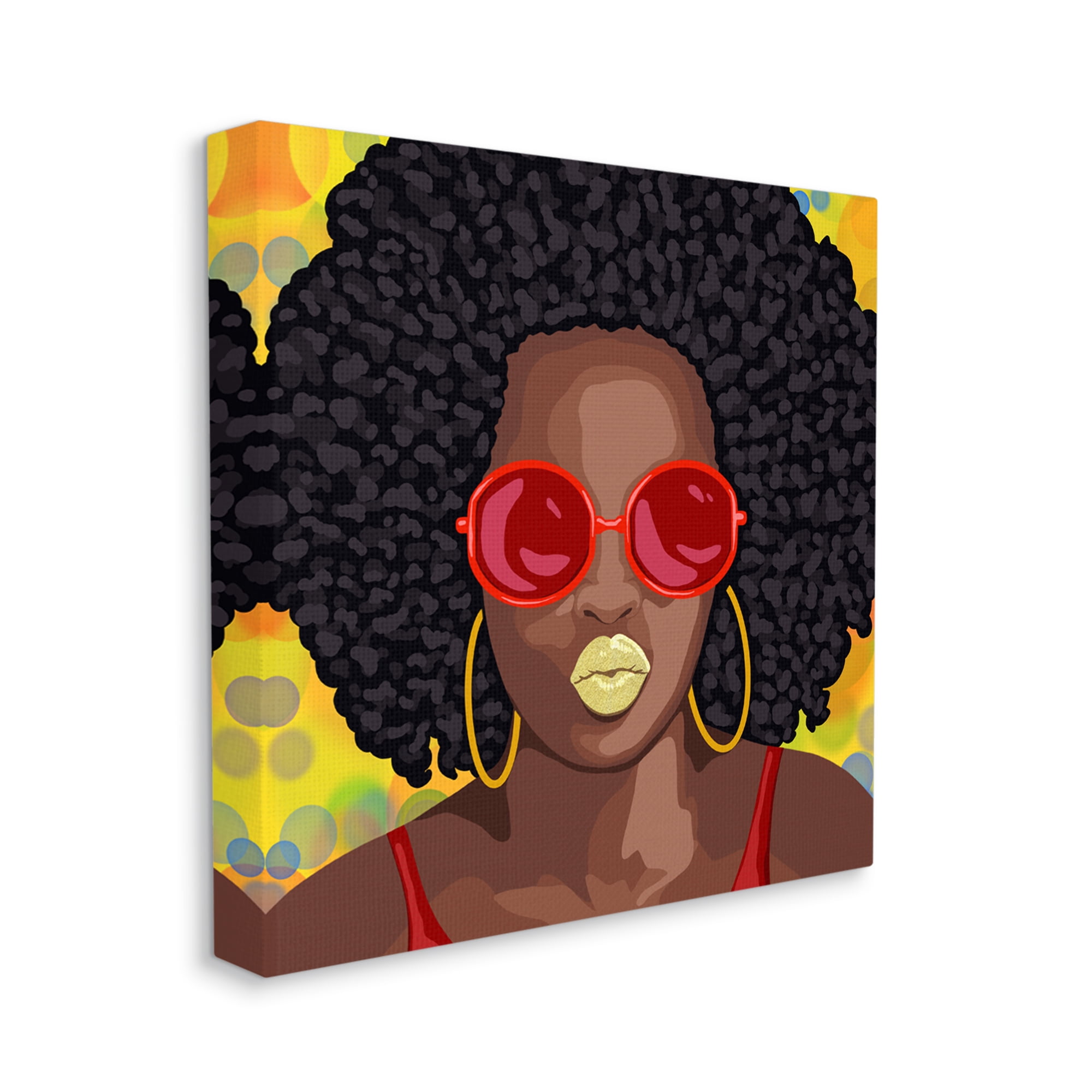 Stupell Industries Modern Glamour Pop Cosmetic Female Portrait Bold Lips Beauty & Fashion Painting Gallery Wrapped Canvas Print Wall Art, 30 x 30