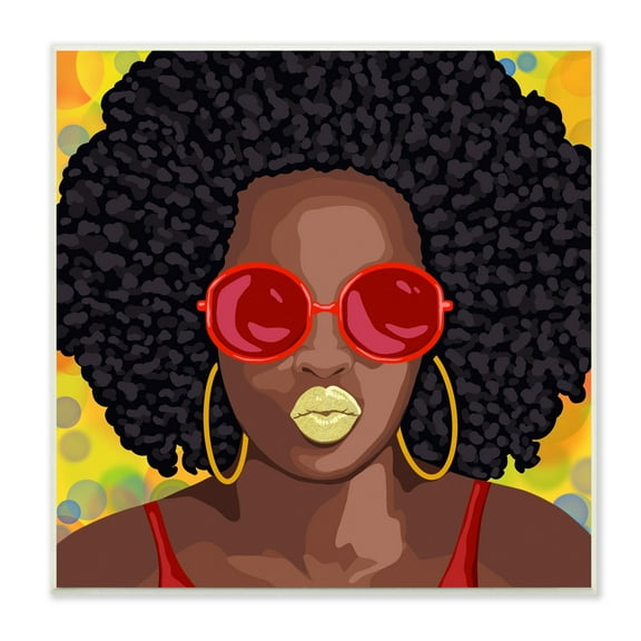 Stupell Industries Modern Glamour Pop Cosmetic Female Portrait Bold Lips Beauty & Fashion Painting Unframed Art Print Wall Art, 12 x 12